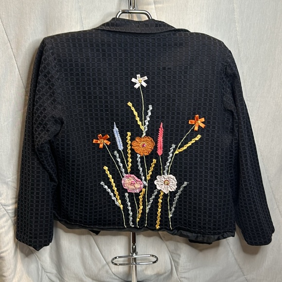 Alex Kim Petite Large PL Art to Wear Floral Ribbon Flowers Black Year Round Use - Picture 9 of 10
